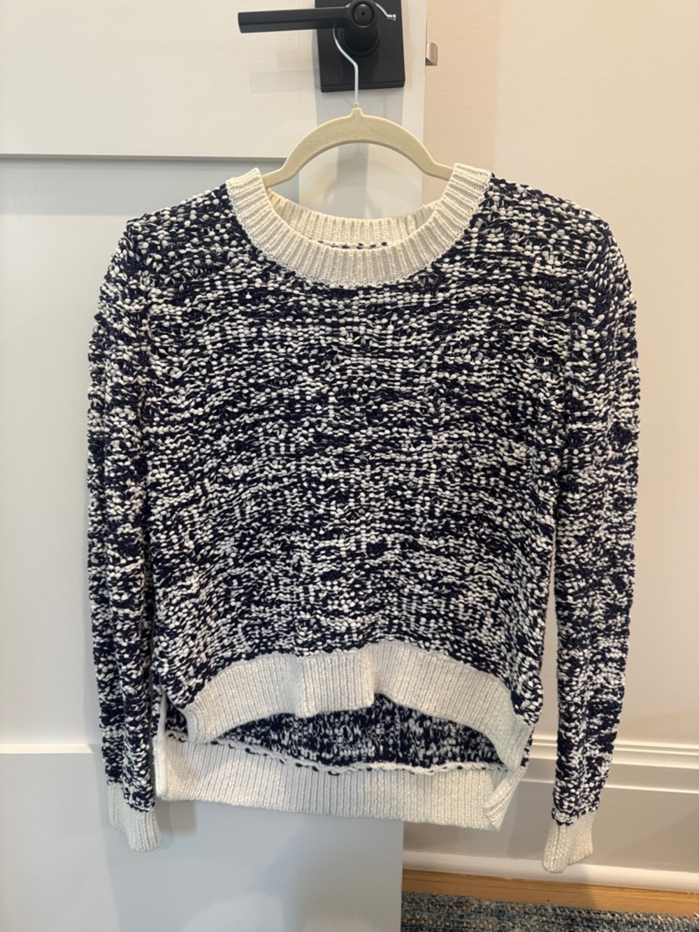 rag & bone Black & Cream Marled Crewneck Sweater